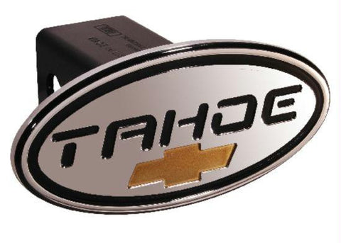 Chevy - Tahoe - Black w- Gold Bowtie - Oval - 2 Inch Billet Hitch Cover