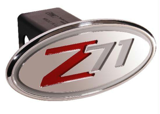 Chevy - Z71 (2001-2005) - Silver & Red - Oval - 2 Inch Billet Hitch Cover