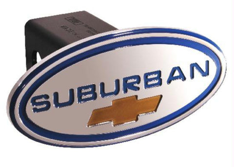 Chevy - Suburban - Blue w- Gold Bowtie - Oval - 2 Inch Billet Hitch Cover