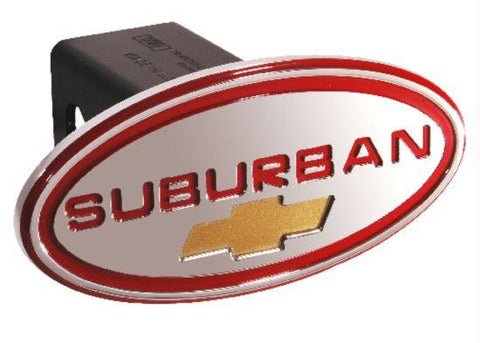 Chevy - Suburban - Red w- Gold Bowtie - Oval - 2 Inch Billet Hitch Cover