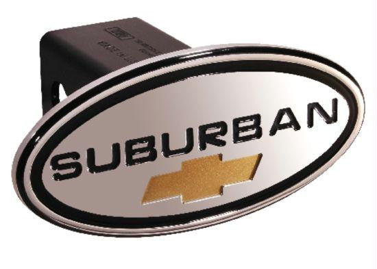 Chevy - Suburban - Black w- Gold Bowtie - Oval - 2 Inch Billet Hitch Cover