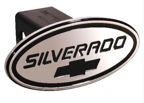 Chevy - Silverado - Black w- Black Bowtie - Oval - 2 Inch Billet Hitch Cover