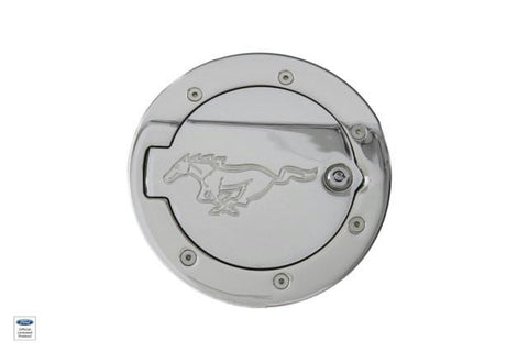 2010+ Ford Mustang Dancing Pony Locking Fuel Door Chrome