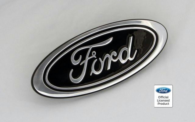 2004+ Ford Black Oval Billet Grille & Tailgate Emblem Black 9 Inch