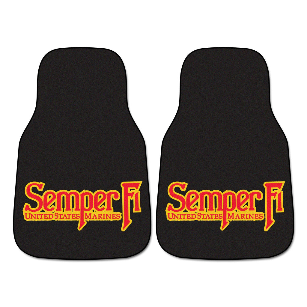 Marines Licensed 2-piece Carpeted Car Mats 17x27