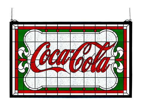 27 Inch W X 16 Inch H Coca-cola Nouveau Stained Glass Window