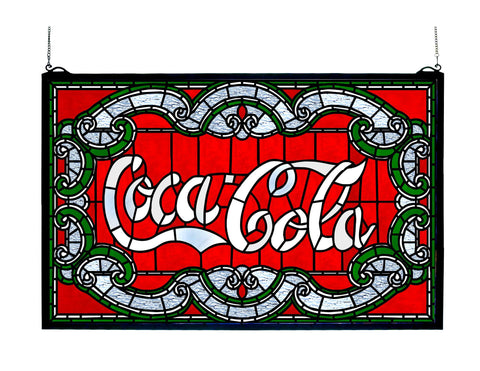 24 Inch W X 15 Inch H Coca-cola Victorian Stained Glass Window