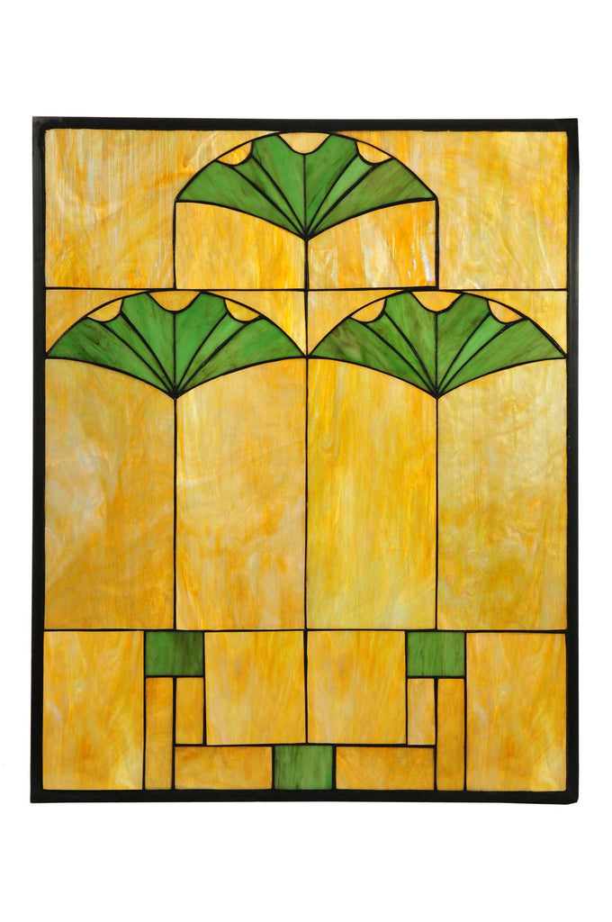 20 Inch W X 25 Inch H Ginko Stained Glass Window