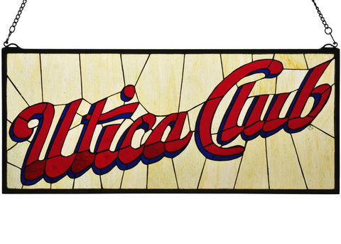 31 Inch W X 13 Inch H Utica Club Stained Glass Window