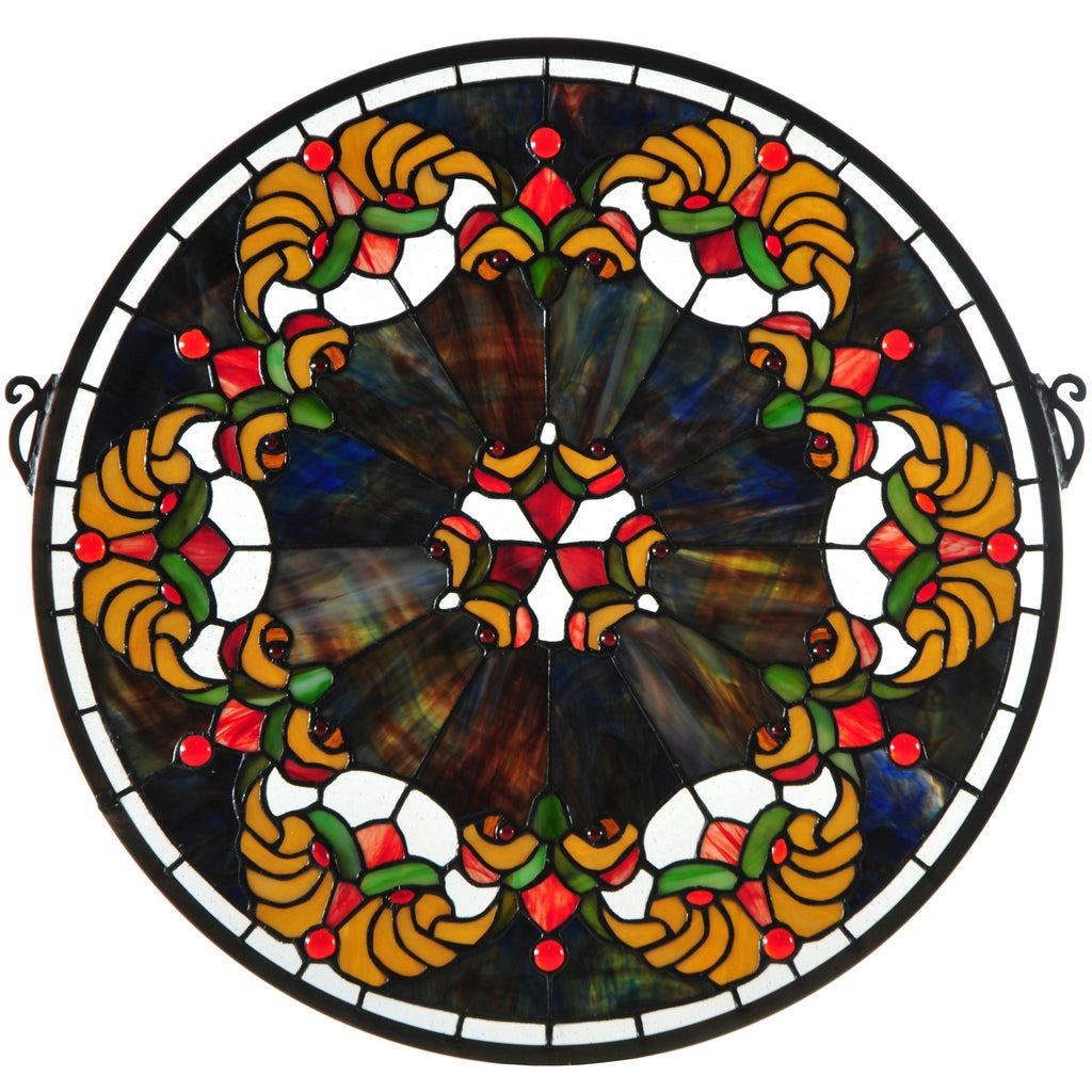 19 Inch W X 18 Inch H Middleton Medallion Stained Glass Window