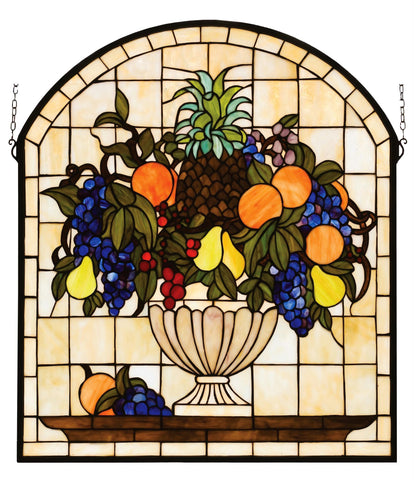 25 Inch W X 29 Inch H Fruitbowl Stained Glass Window