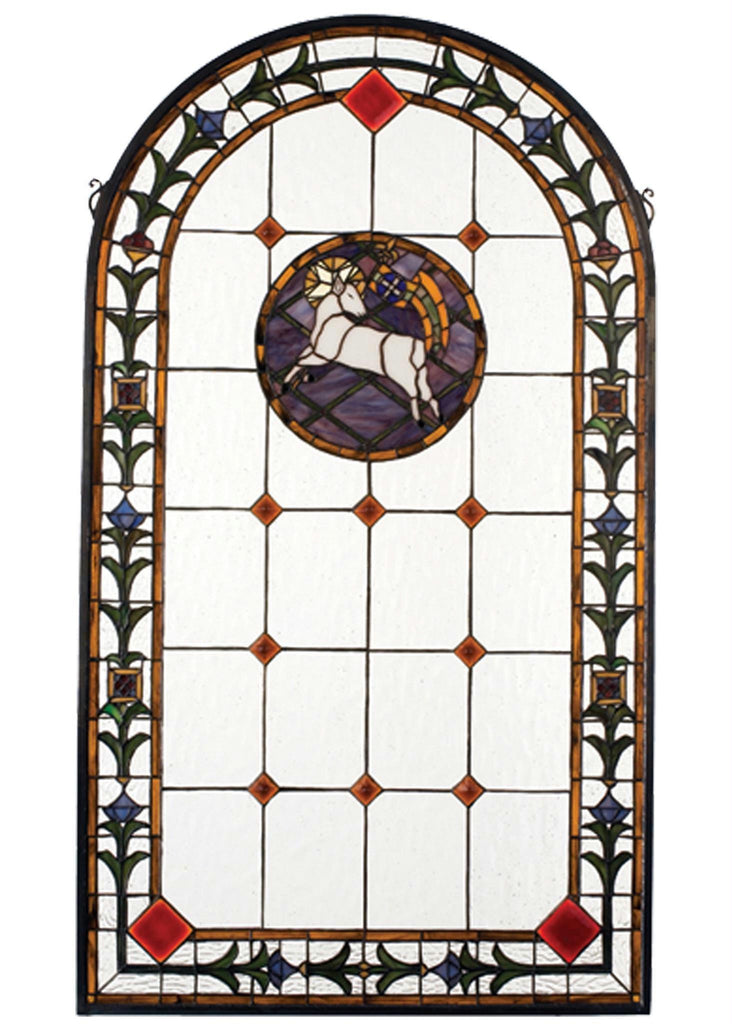 23 Inch W X 40 Inch H Lamb Of God Stained Glass Window