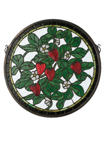 17 Inch W X 17 Inch H Strawberry Medallion Stained Glass Window