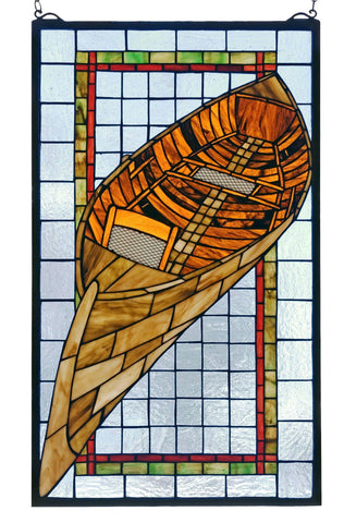 15 Inch W X 25 Inch H Guideboat Stained Glass Window