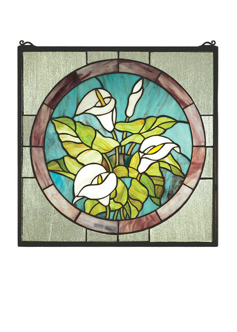 20 Inch W X 20 Inch H Calla Lily Stained Glass Window