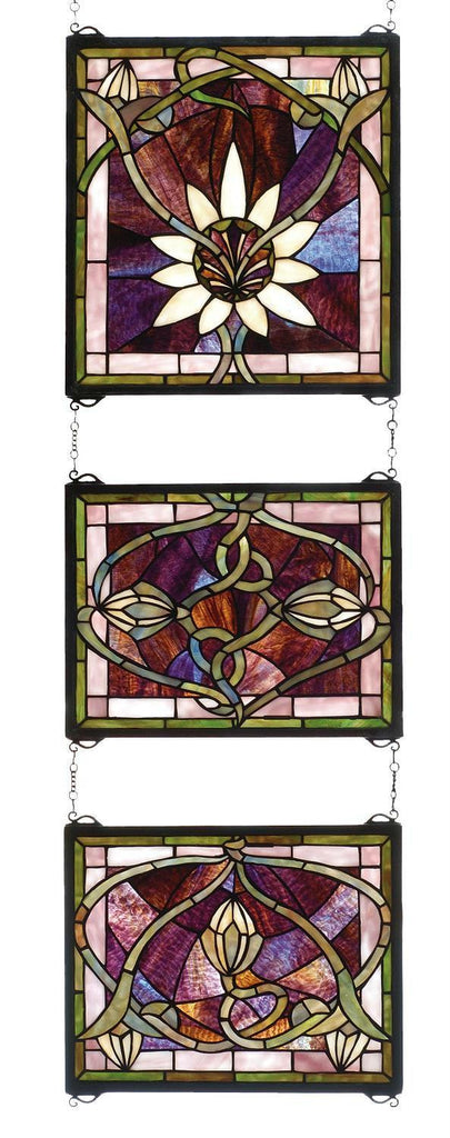 14 Inch W X 39 Inch H Solstice 3 Piece Stained Glass Window