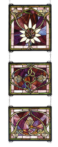 14 Inch W X 39 Inch H Solstice 3 Piece Stained Glass Window