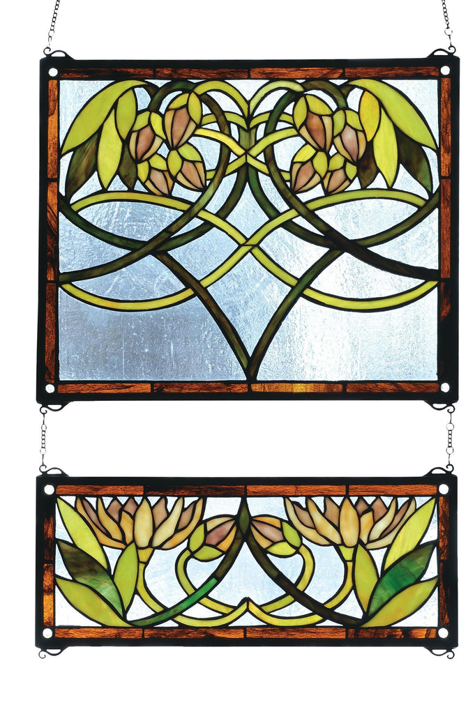 21 Inch W X 26 Inch H Waterlily 2 Pieces Stained Glass Window