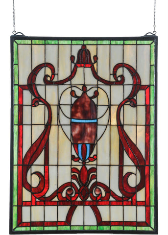 18 Inch W X 24 Inch H Baroque Vase Stained Glass Window