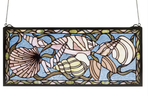 24 Inch W X 10 Inch H Seashell Stained Glass Window