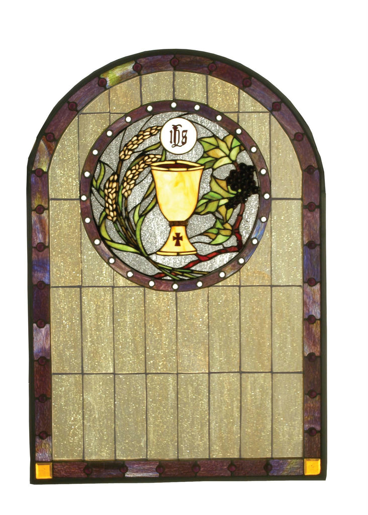 22 Inch W X 32 Inch H Sacrament Stained Glass Window