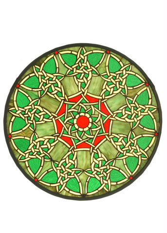 20 Inch W X 20 Inch H Knotwork Trance Medallion Stained Glass Window