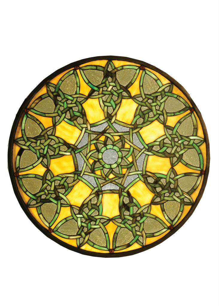 20 Inch W X 20 Inch H Knotwork Trance Medallion Stained Glass Window