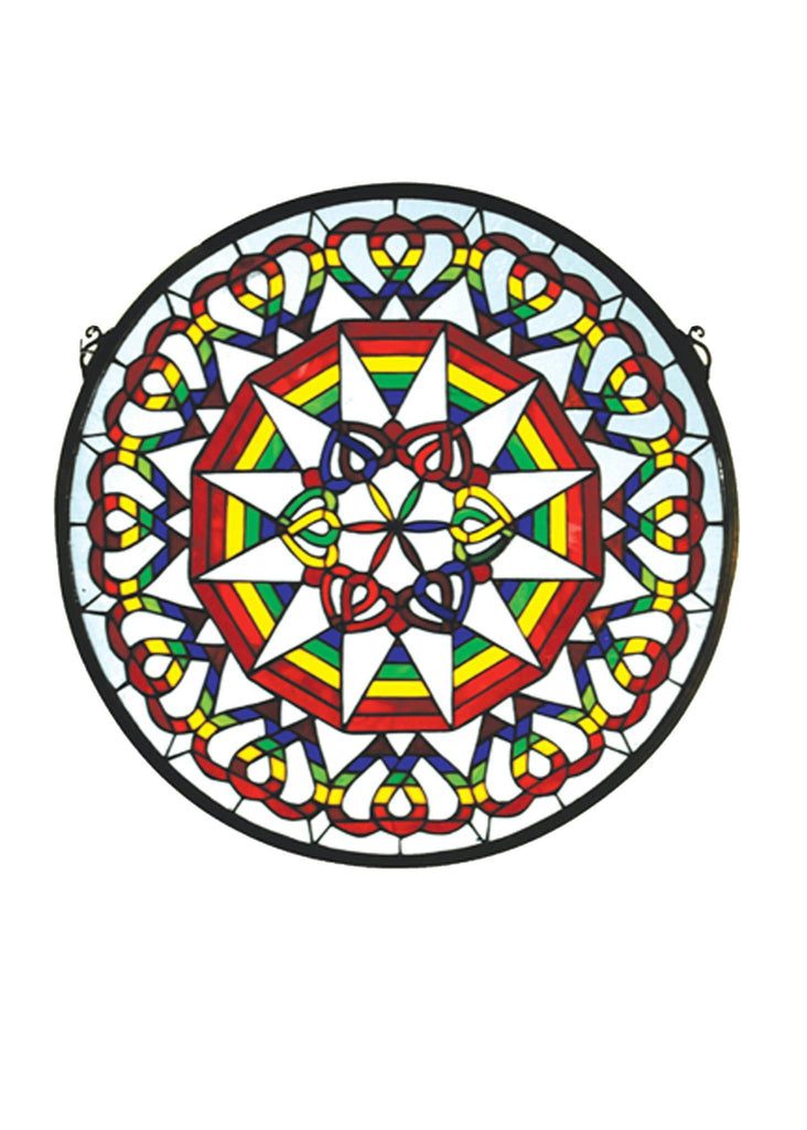 20 Inch W X 20 Inch H Rainbow Expression Medallion Stained Glass Window