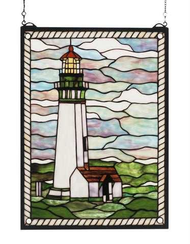 15 Inch W X 20 Inch H Yaquina Head Lighthouse Stained Glass Window