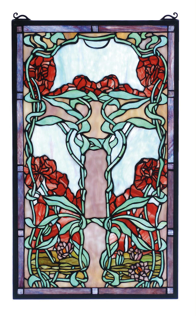 15 Inch W X 25 Inch H Nouveau Lily Stained Glass Window