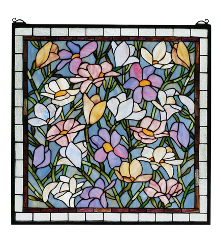 22 Inch W X 22 Inch H Sugar Magnolia Stained Glass Window