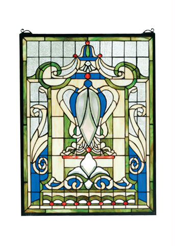 18 Inch W X 24 Inch H Royal Blue Windsor Stained Glass Window