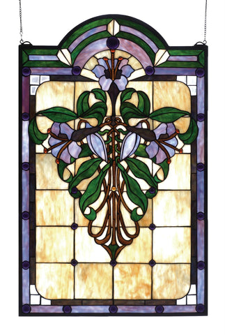 22 Inch W X 35 Inch H Nouveau Lily Stained Glass Window