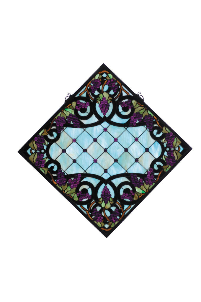 25.5 Inch W X 25.5 Inch H Jeweled Grape Stained Glass Window