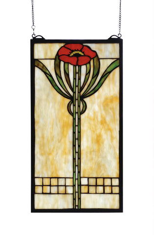 11 Inch W X 20 Inch H Parker Poppy Stained Glass Window