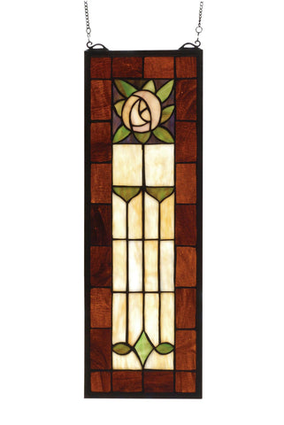 8 Inch W X 24 Inch H Pasadena Rose Stained Glass Window