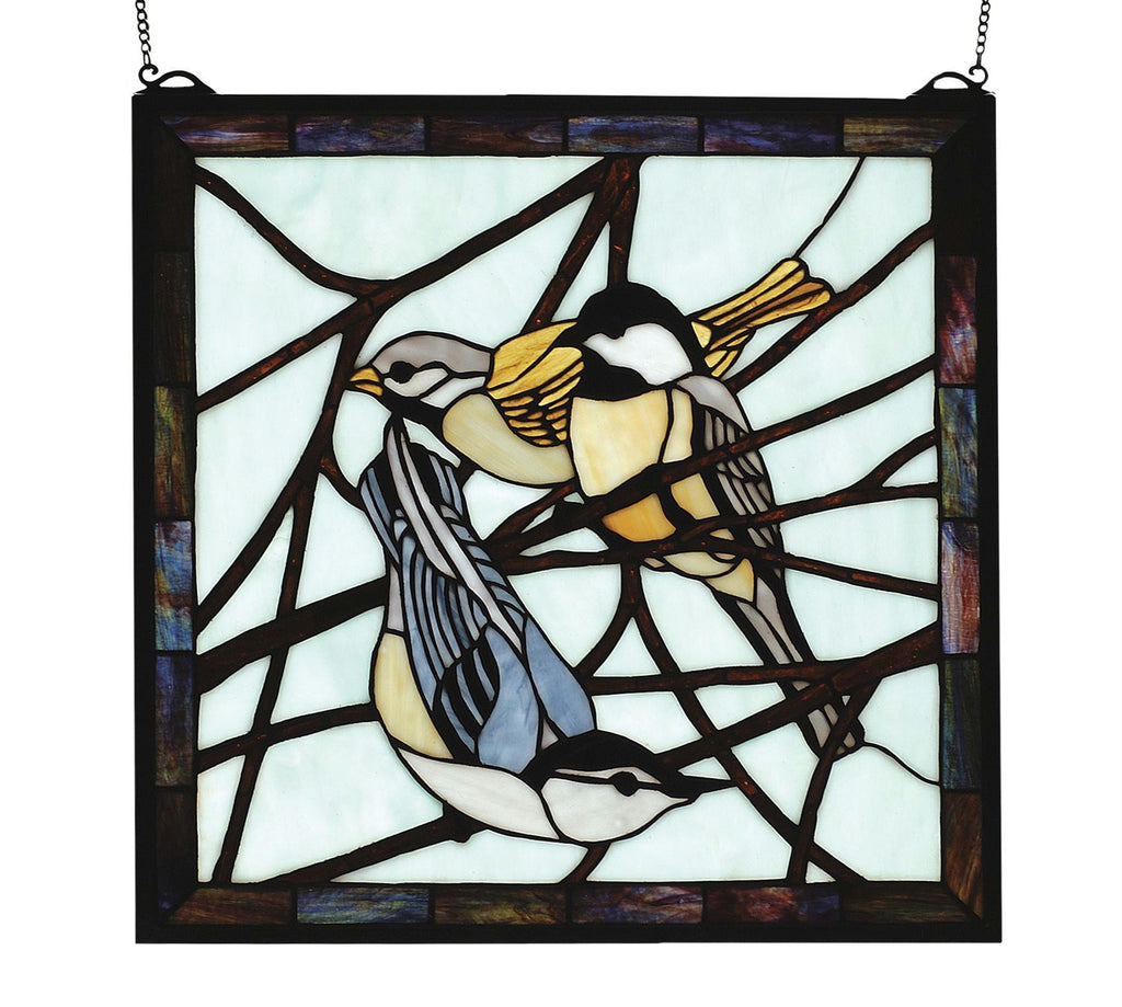 18 Inch W X 18 Inch H Early Morning Visitors Stained Glass Window