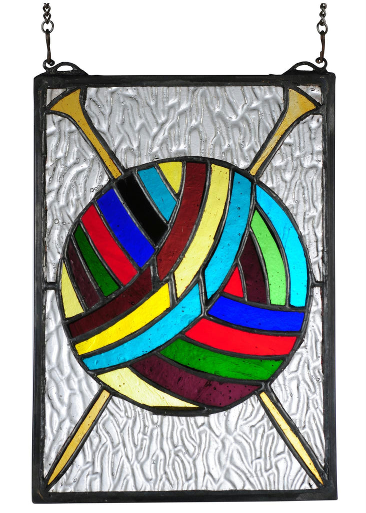 6 Inch W X 9 Inch H Ball Of Yarn W-Needles Stained Glass Window