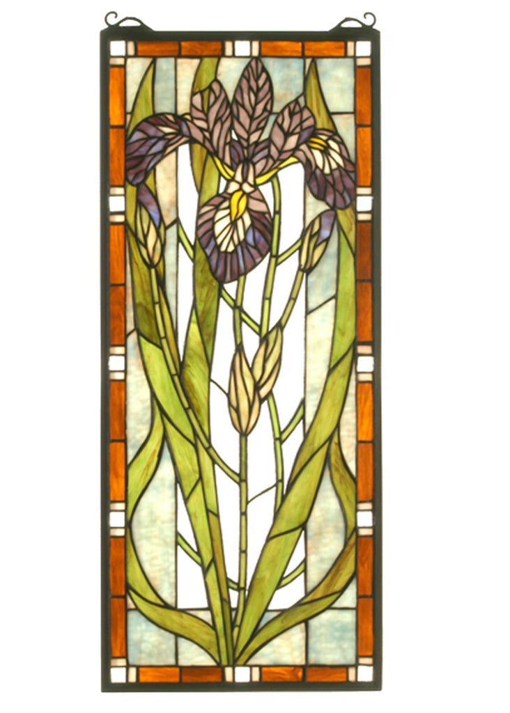 12 Inch W X 28 Inch H Iris Stained Glass Window