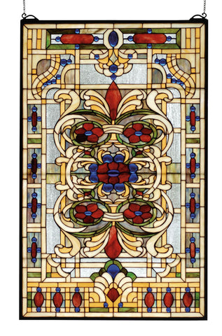 22 Inch W X 35 Inch H Estate Floral Stained Glass Window