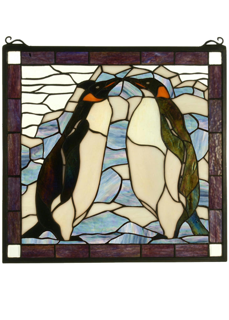 19 Inch W X 19.5 Inch H Penguin Stained Glass Window