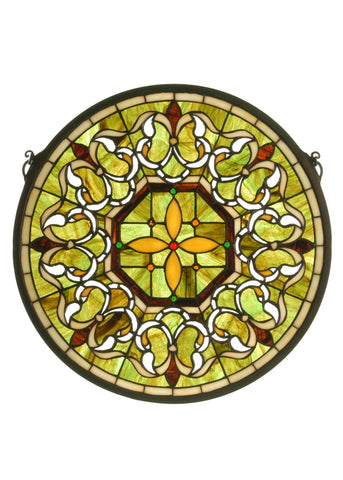 16 Inch W X 16 Inch H Fleuring Medallion Stained Glass Window