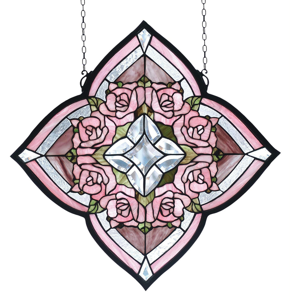 20 Inch W X 20 Inch H Ring Of Roses Stained Glass Window