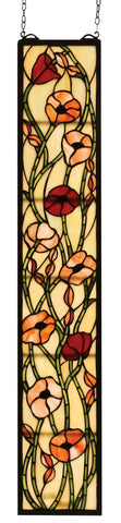 7 Inch W X 37 Inch H Tiffany Poppy Stained Glass Window