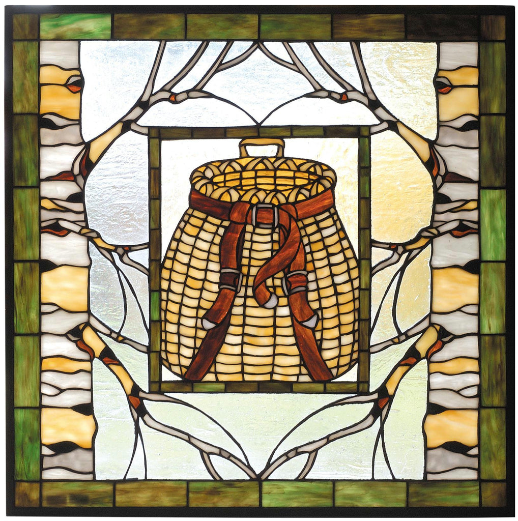 24.5 Inch W X 24.5 Inch H Pack Basket Stained Glass Window