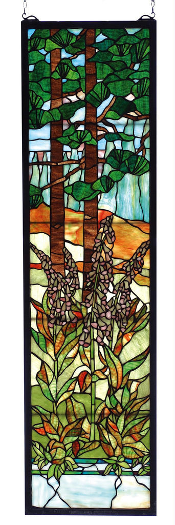 12 Inch W X 44 Inch H Tiffany Foxgloves Stained Glass Window