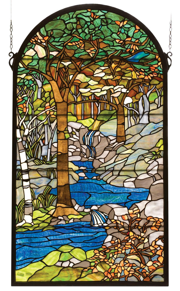 40 Inch H X 22 Inch W Tiffany Waterbrooks Stained Glass Window