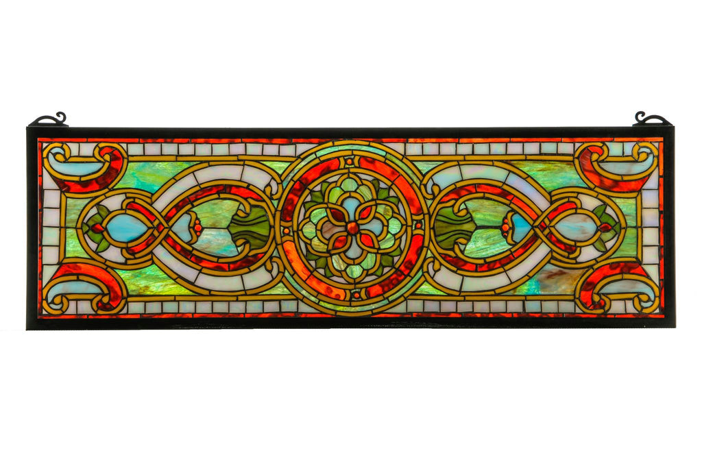 35 Inch W X 11 Inch H Evelyn In Topaz Transom Stained Glass Window