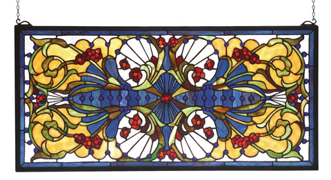 29 Inch W X 14 Inch H Sonja Transom Stained Glass Window