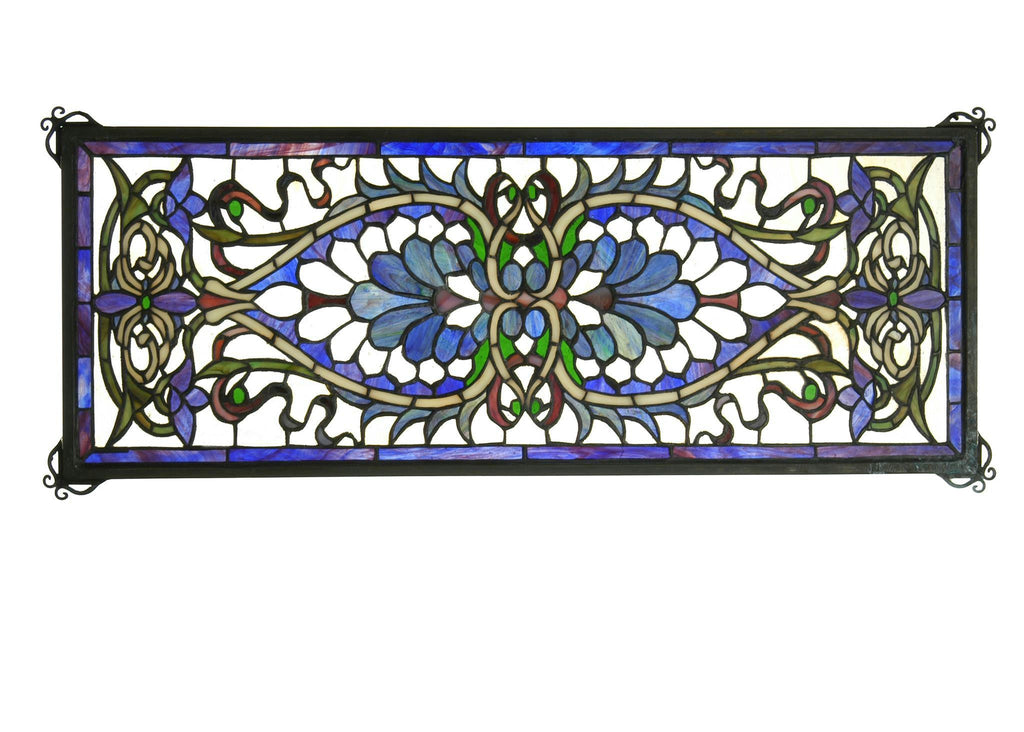 29 Inch W X 11 Inch H Antoinette Transom Stained Glass Window